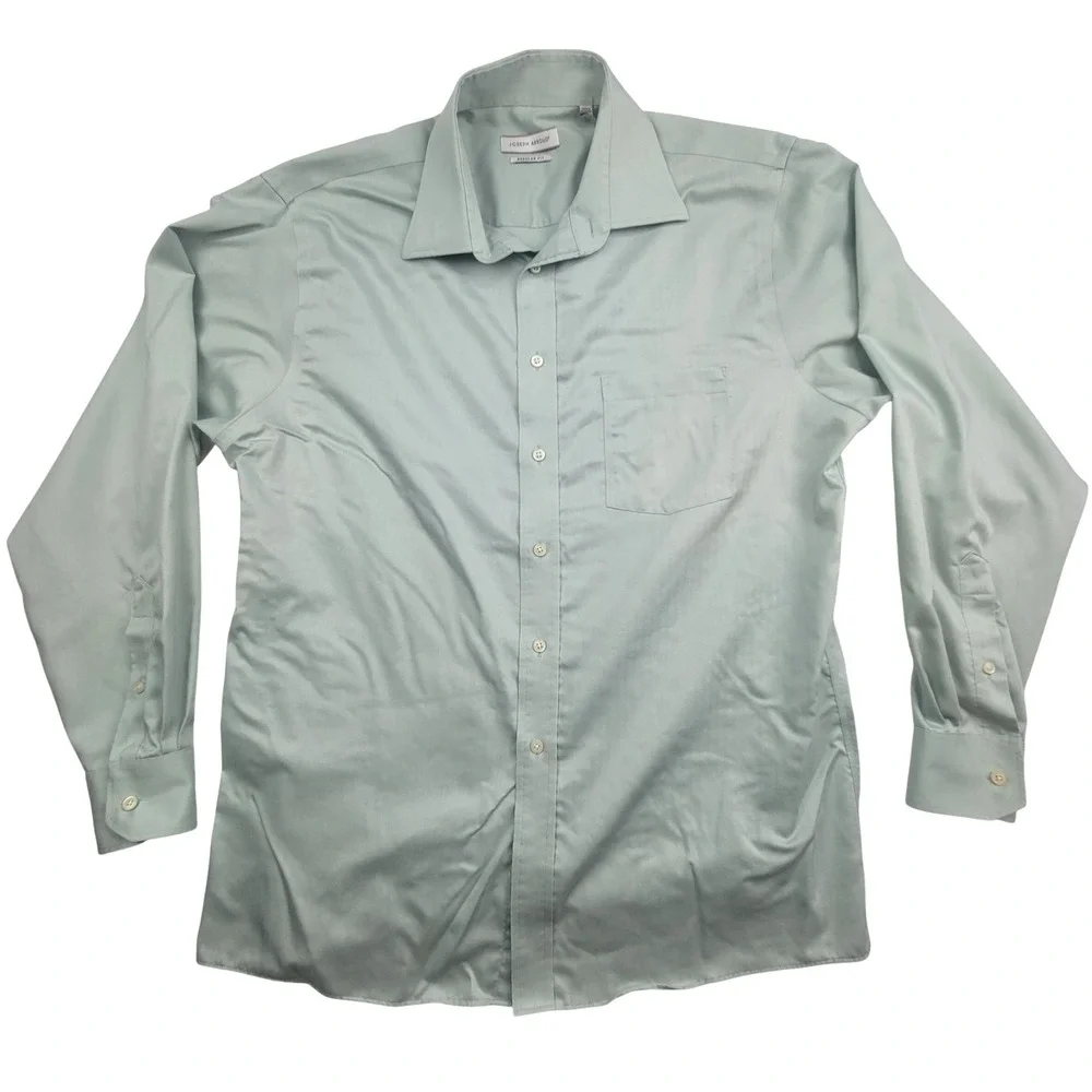 Joseph Abboud Mens Regular Fit Green Long Sleeve Dress Shirt Sz 16.5‎ 34 - 35